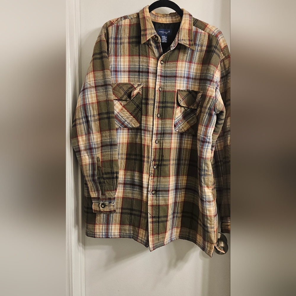 Vintage Towncraft Mens Plaid Button-Up Shacket Size L